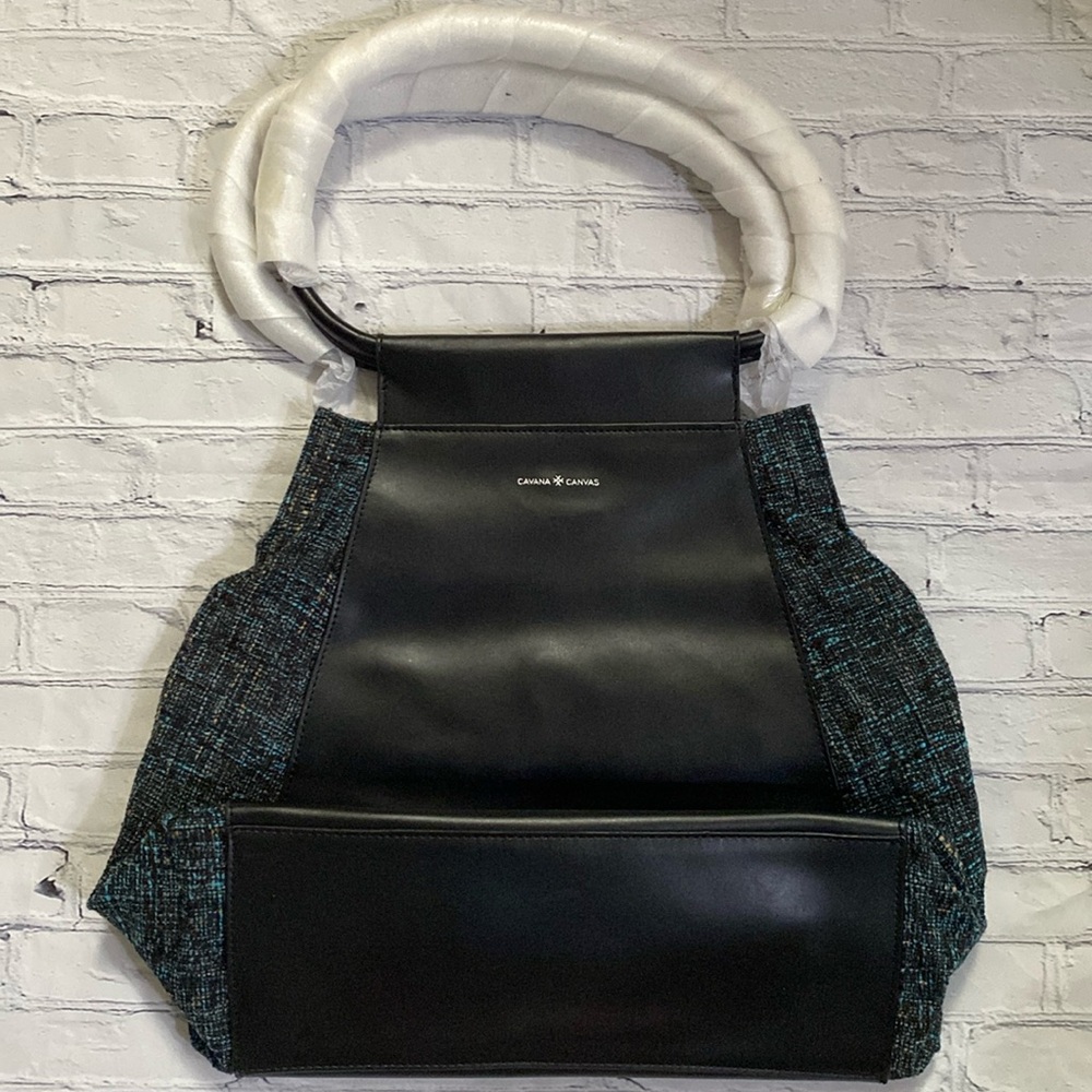 Cavana Canvas NY Leather & Ramie Cotton Fabric Purse NWOT